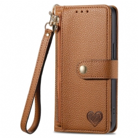 Kožený Kryt Xiaomi Redmi Note 15 Pro Plus 5g Rfid Blokování Srdce