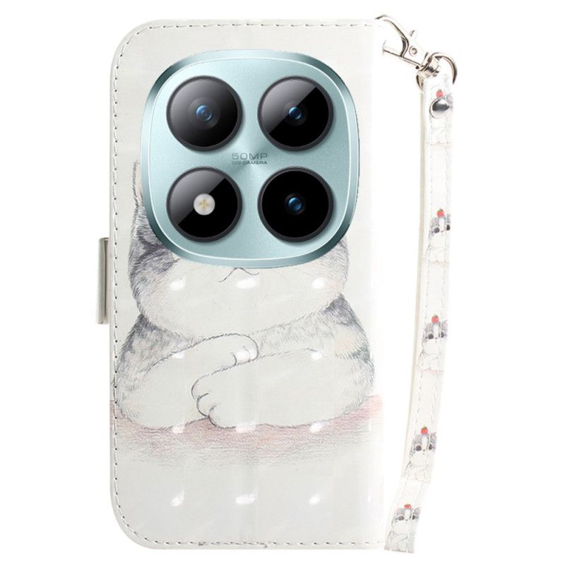 Kožený Kryt Xiaomi Redmi Note 15 Pro Plus 5g Roztomilá Kočka S Popruhem