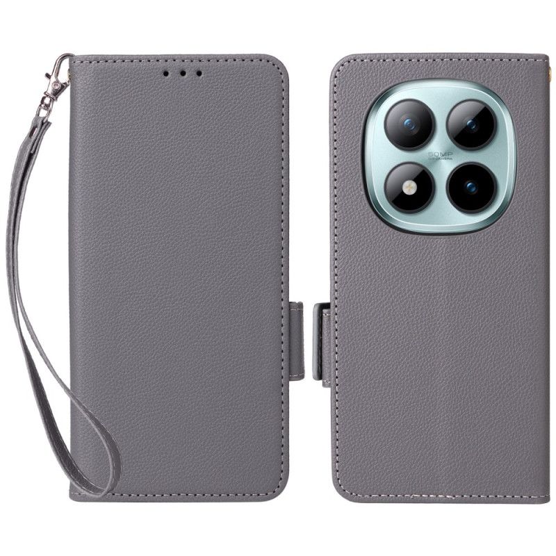 Kožený Kryt Xiaomi Redmi Note 15 Pro Plus 5g Umělá Kůže Liči S Popruhem