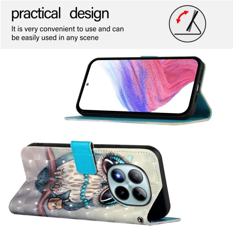 Kožený Kryt Xiaomi Redmi Note 15 Pro Plus 5g Šedá Sova