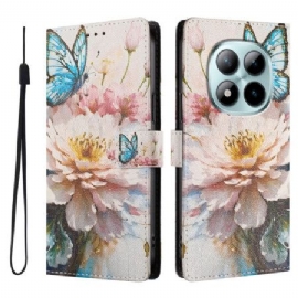 Peněženková Pouzdra Xiaomi Redmi Note 15 Pro Plus 5g Kryty Na Mobil Modrá Květina A Motýl