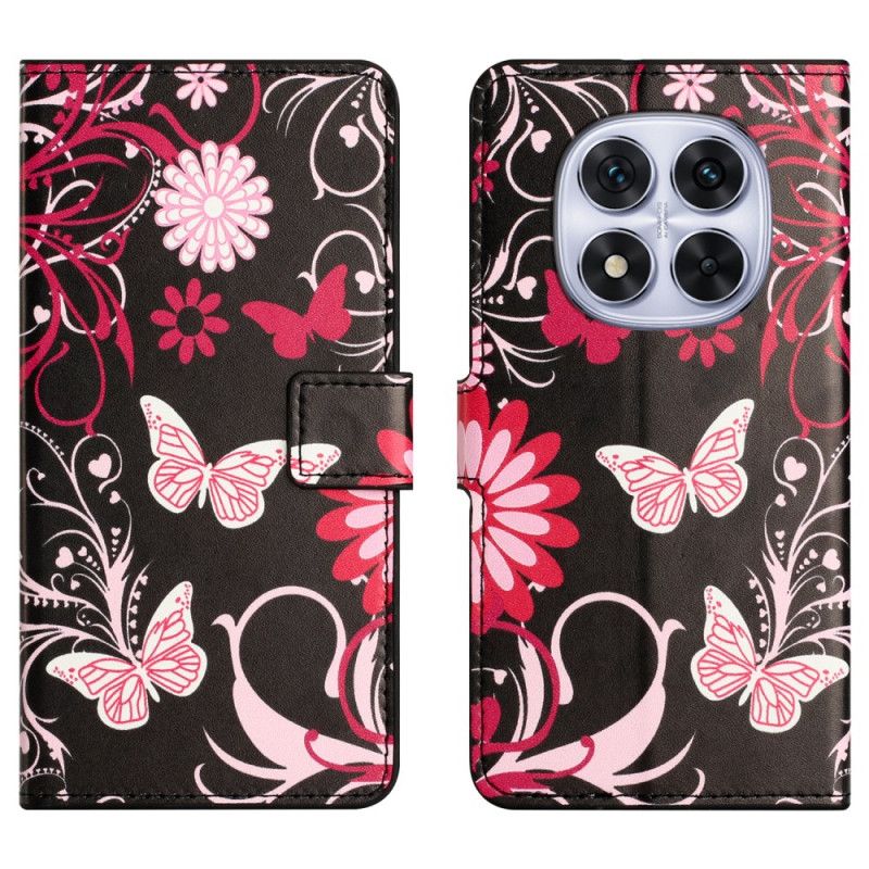 Peněženková Pouzdra Xiaomi Redmi Note 15 Pro Plus 5g Motýli Na Černém Pozadí