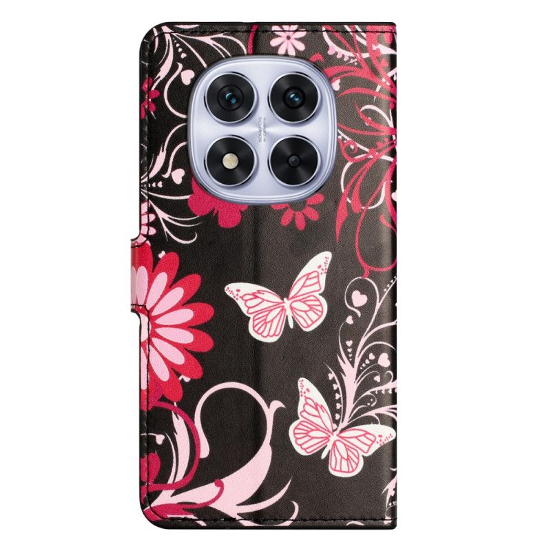 Peněženková Pouzdra Xiaomi Redmi Note 15 Pro Plus 5g Motýli Na Černém Pozadí