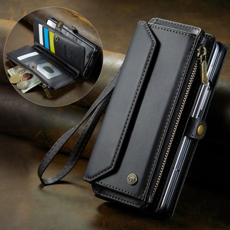 Kožený Kryt Na Samsung Galaxy Z Fold 7 Peněženka Caseme