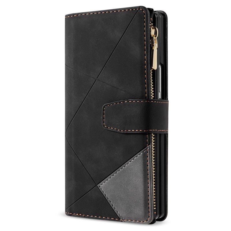 Kožený Kryt Samsung Galaxy Z Fold 7 Dvoubarevná Peněženka