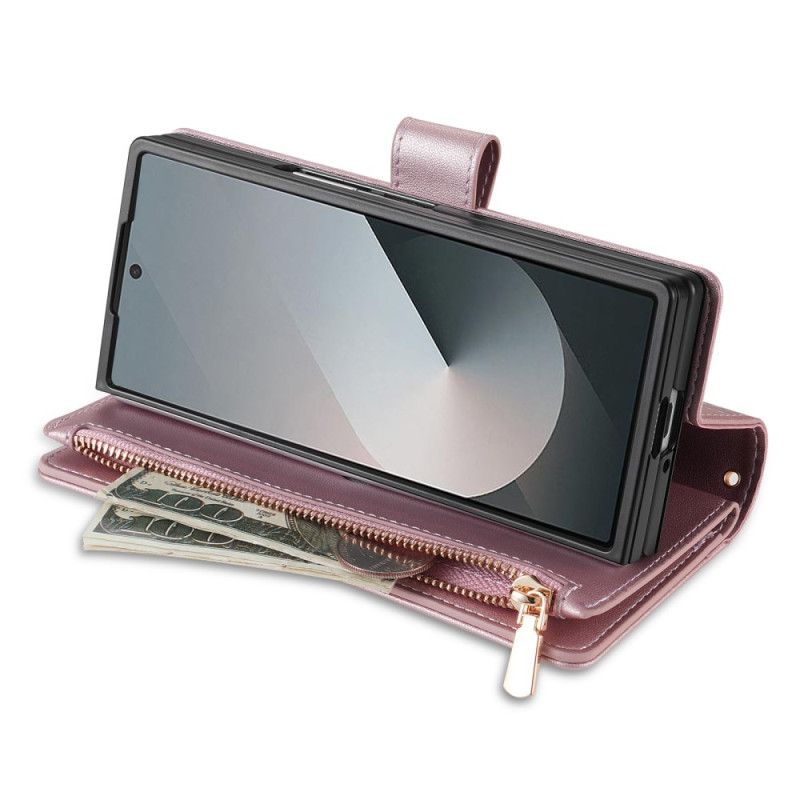 Kožený Kryt Samsung Galaxy Z Fold 7 Polstrované S Ramenním Popruhem A Šňůrkou