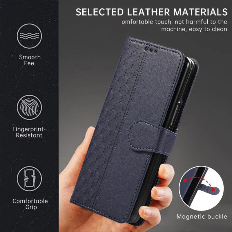 Kožený Kryt Samsung Galaxy Z Fold 7 Reliéfní Vzor S Popruhem