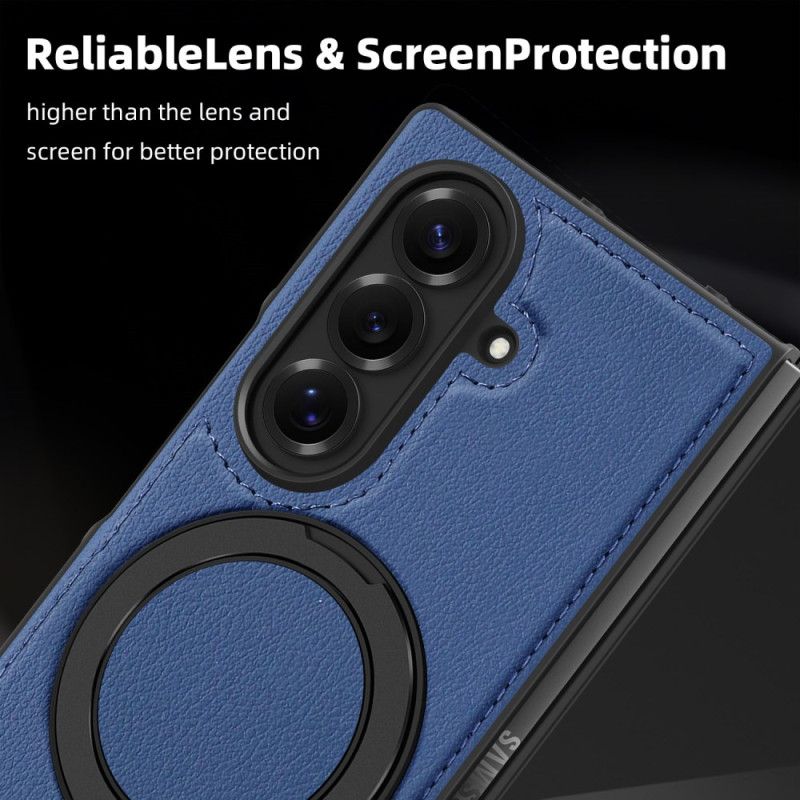 Kryt Na Samsung Galaxy Z Fold 7 Kožený Efekt Kompatibilní S Magsafe S Otočným Kroužkem O