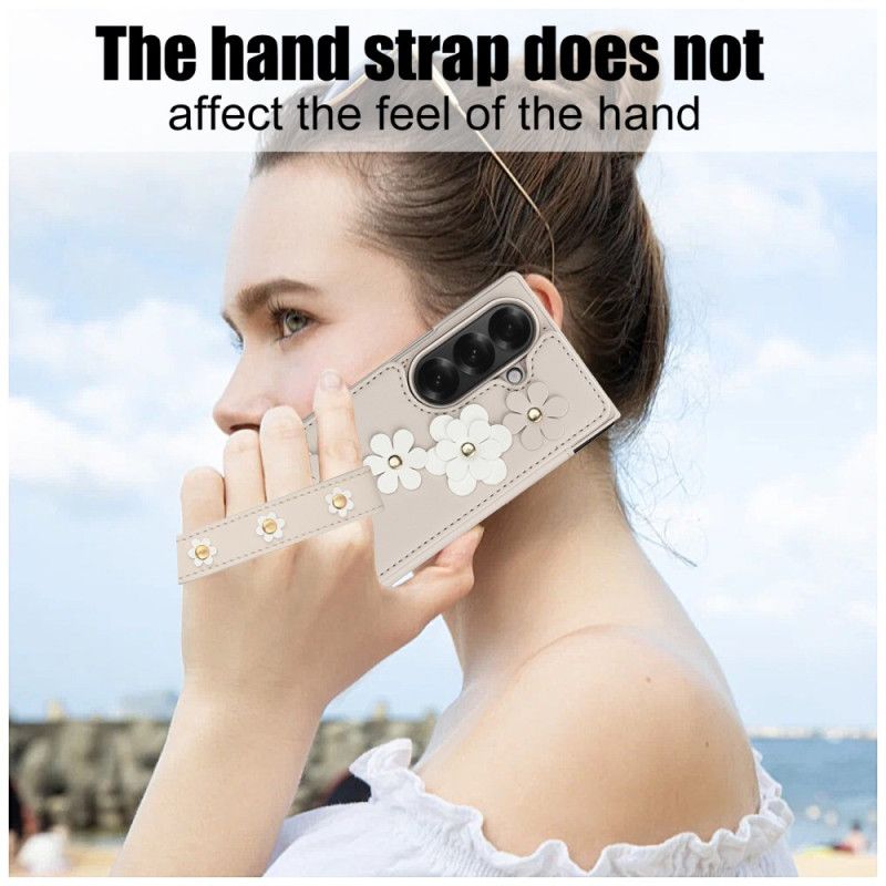 Kryt Samsung Galaxy Z Fold 7 Kryty Na Mobil Držák Na Karty A Stojánek S 3d Květinovým Motivem