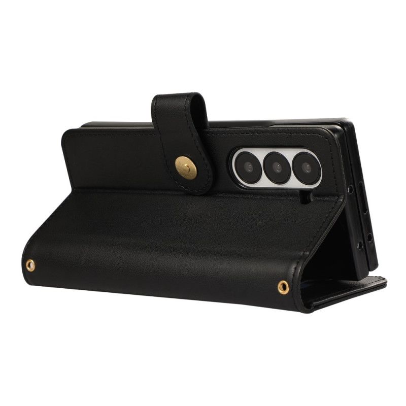 Peněženková Pouzdra Samsung Galaxy Z Fold 7 Kryty Na Mobil Prošívaná S Popruhem