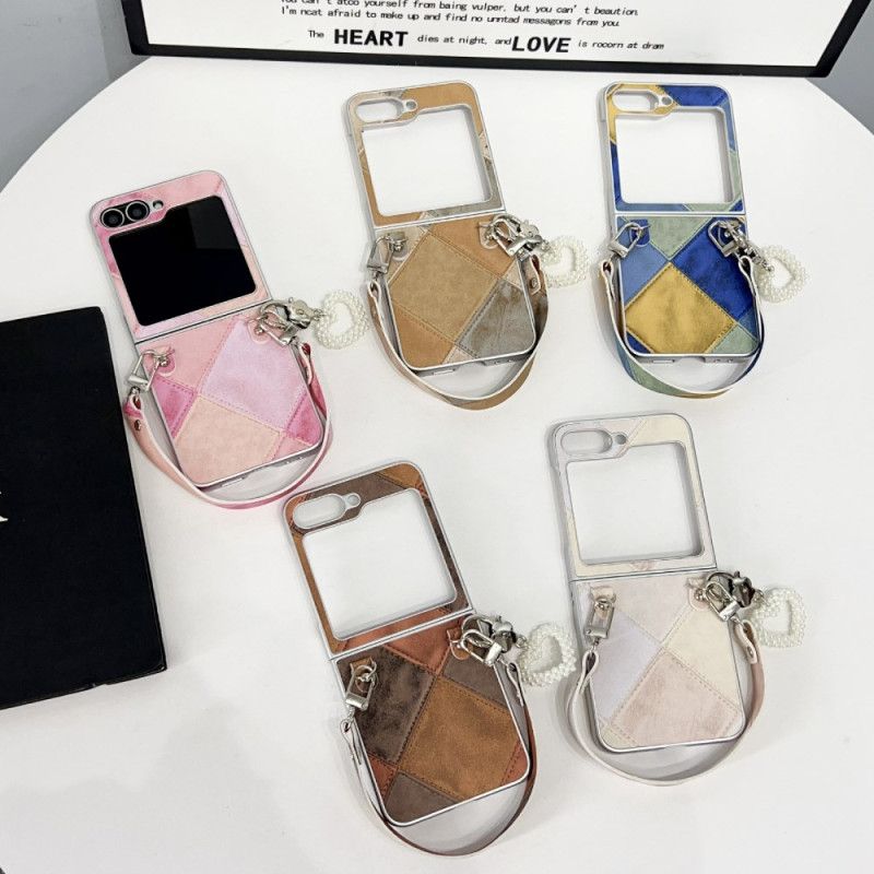 Kryt Na Samsung Galaxy Z Flip 7 Fe Diamantový Vzor S Řemínkem