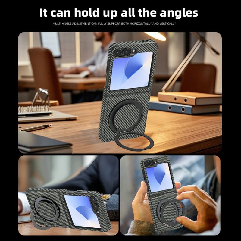 Kryt Na Samsung Galaxy Z Flip 7 Fe Magnetické Uhlíkové Vlákno A Stojánek