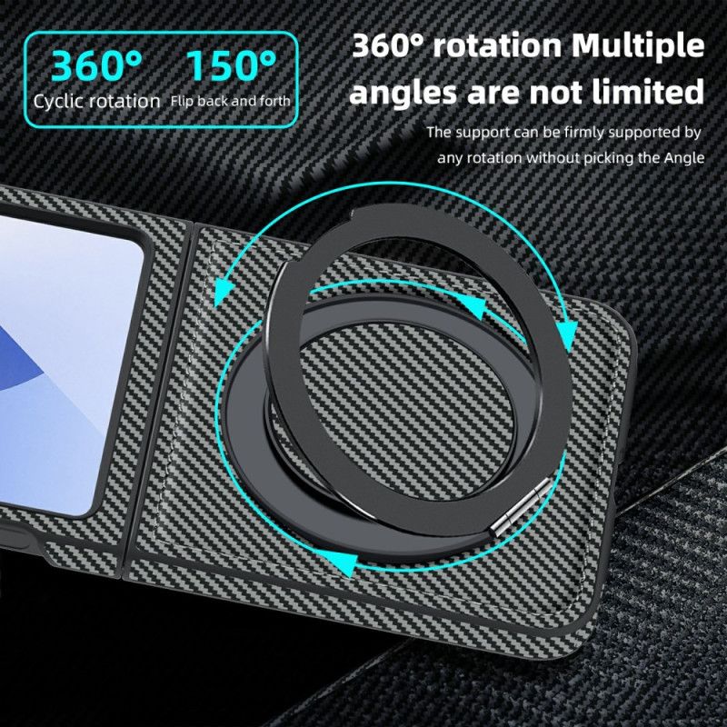 Kryt Na Samsung Galaxy Z Flip 7 Fe Magnetické Uhlíkové Vlákno A Stojánek