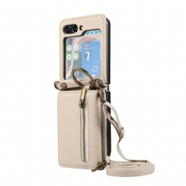 Kryt Samsung Galaxy Z Flip 7 Fe Peněženka Na Zip A Ramenní Popruh