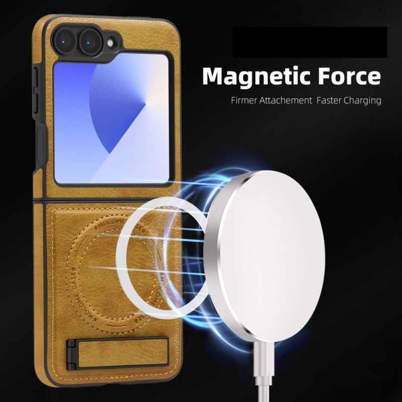 Kryt Samsung Galaxy Z Flip 7 Fe Stojan S Koženým Efektem Kompatibilní S Magsafe
