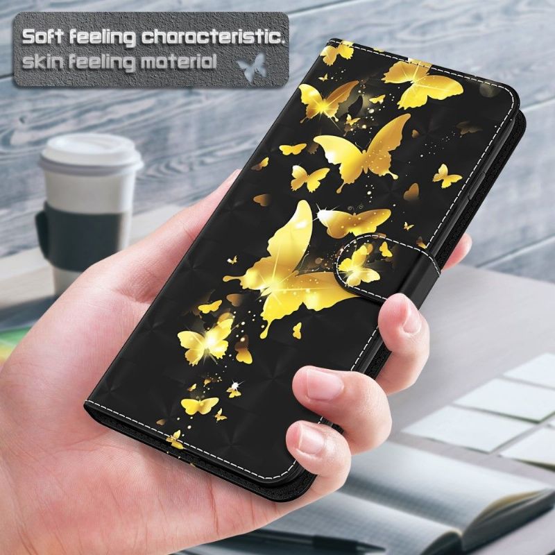Kožené Pouzdro Na Xiaomi Mi 10T Lite Zlatí Motýli