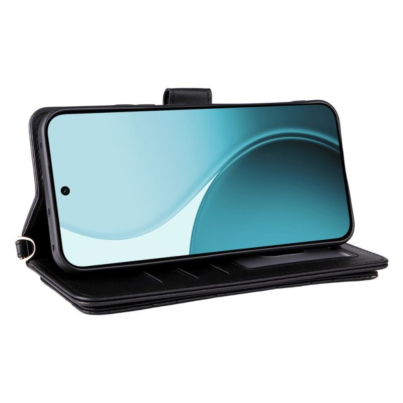 Kožený Kryt Na Oppo Reno 14f 5g Prémiový Design S Ramenním Popruhem A Šňůrkou