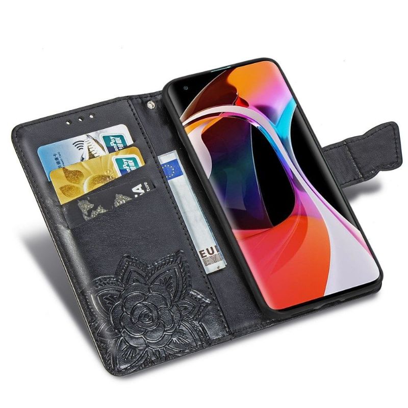Kožené Pouzdro Na Xiaomi Mi 10 / 10 Pro Reliéfní Motýl