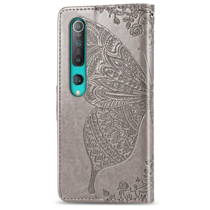 Kožené Pouzdro Na Xiaomi Mi 10 / 10 Pro Reliéfní Motýl