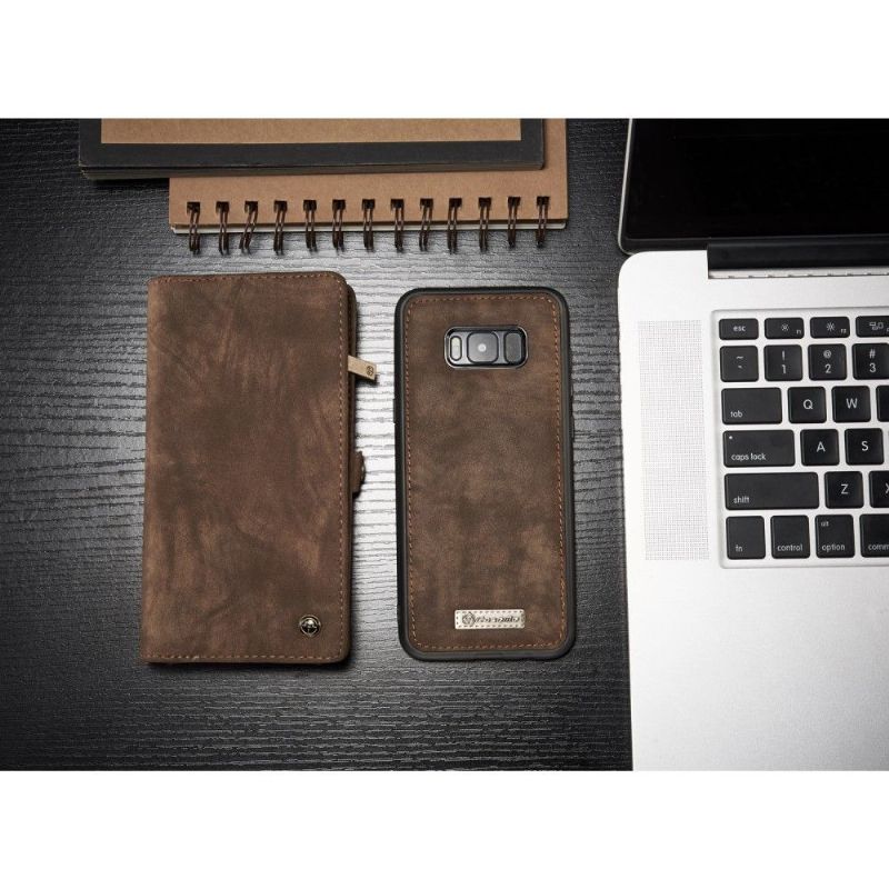 Kryty Na Mobil Kožené Pouzdro Na Samsung Galaxy S8 Plus Držák Karty - Hnědý