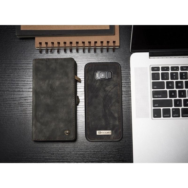 Kryty Na Mobil Kožené Pouzdro Na Samsung Galaxy S8 Plus Držák Karty - Černý