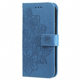 Kožený Kryt Na Samsung Galaxy S24 5g Květinová Mandala Se Šňůrkou