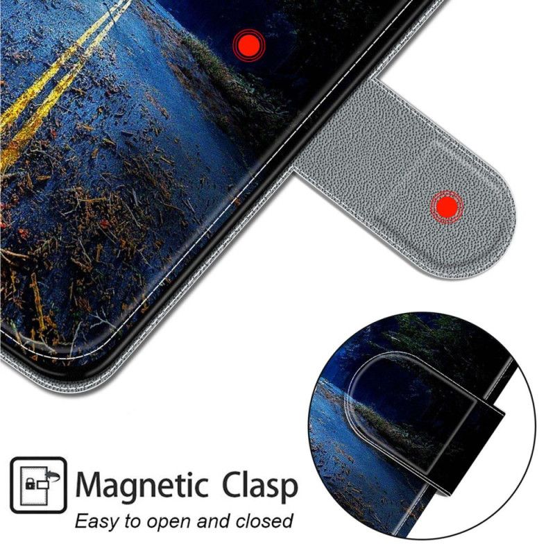 Kožený Kryt Samsung Galaxy S24 5g Noční Cesta V Lanière