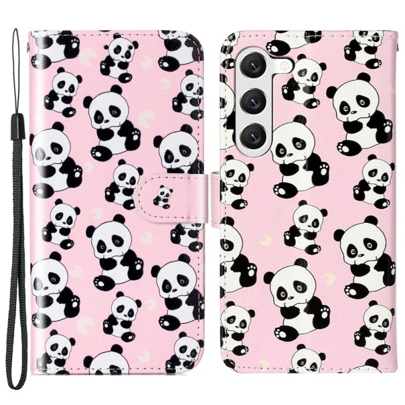 Kožený Kryt Samsung Galaxy S24 5g Panda Vzor S Popruhem