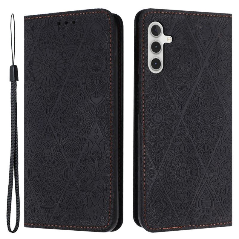 Kožený Kryt Samsung Galaxy S24 5g Styl Tapiserie Popruhu