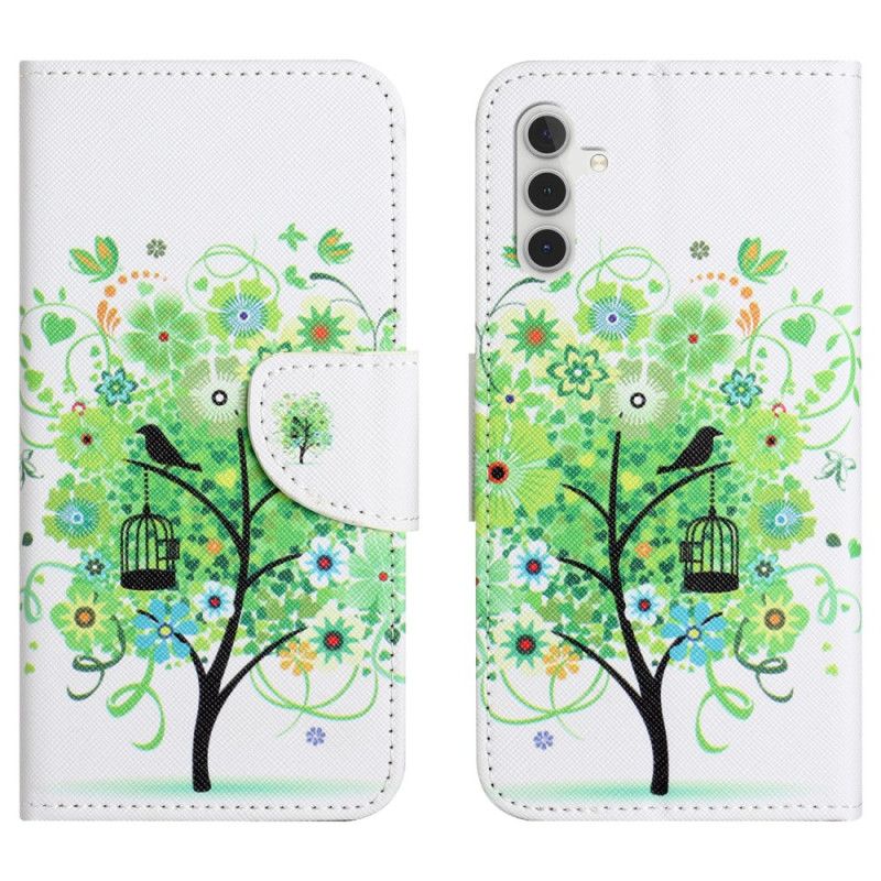 Kožený Kryt Samsung Galaxy S24 5g Zelený Strom S Popruhem