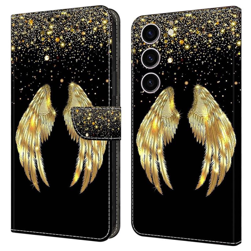 Kožený Kryt Samsung Galaxy S24 5g Zlatá Křídla