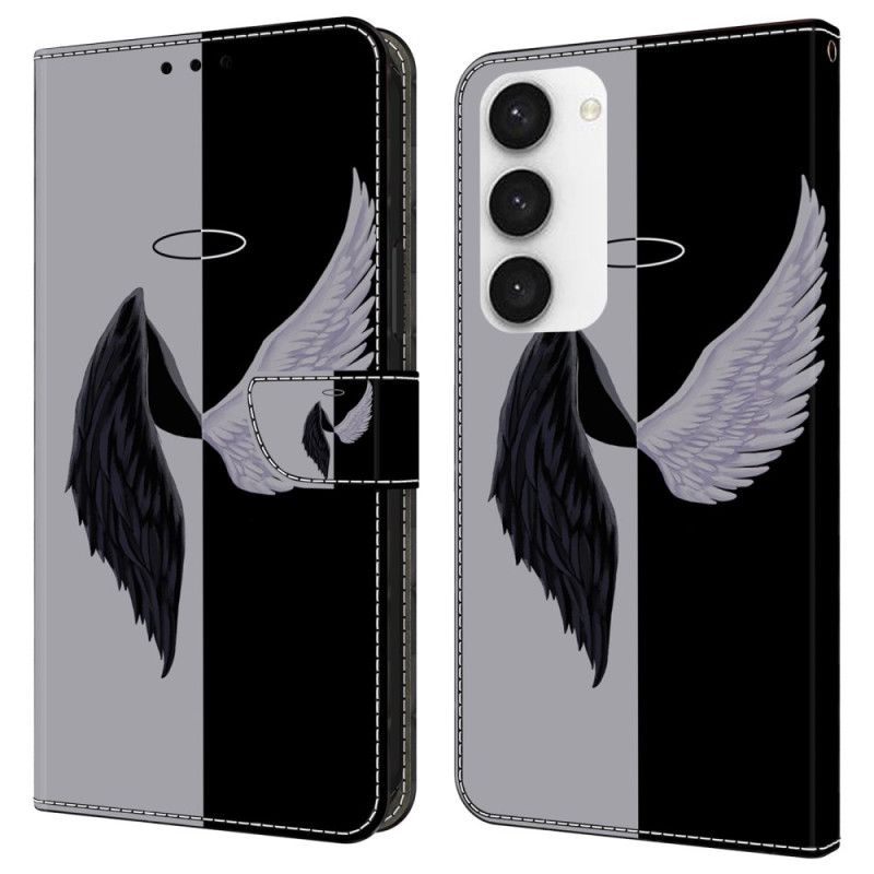 Peněženková Pouzdra Samsung Galaxy S24 5g Bílá A Černá Křídla