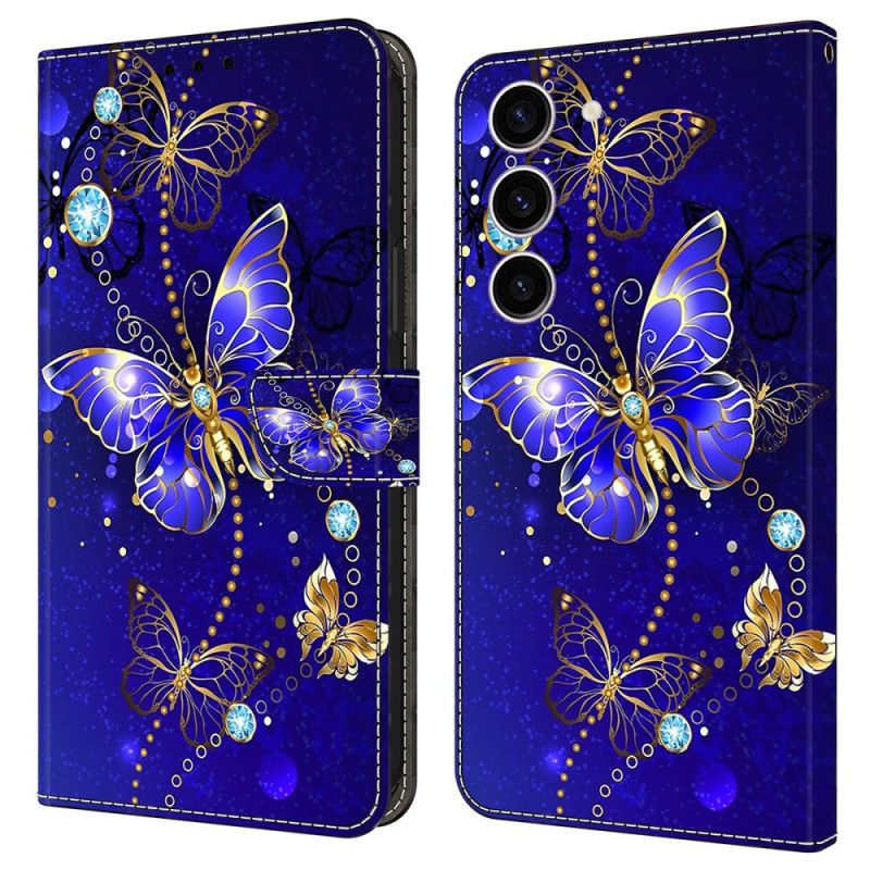 Peněženková Pouzdra Samsung Galaxy S24 5g Kryty Na Mobil Diamantoví Motýli