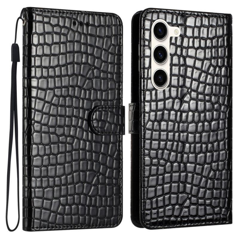 Peněženková Pouzdra Samsung Galaxy S24 5g Kryty Na Mobil Krokodýlí Textura A Popruh