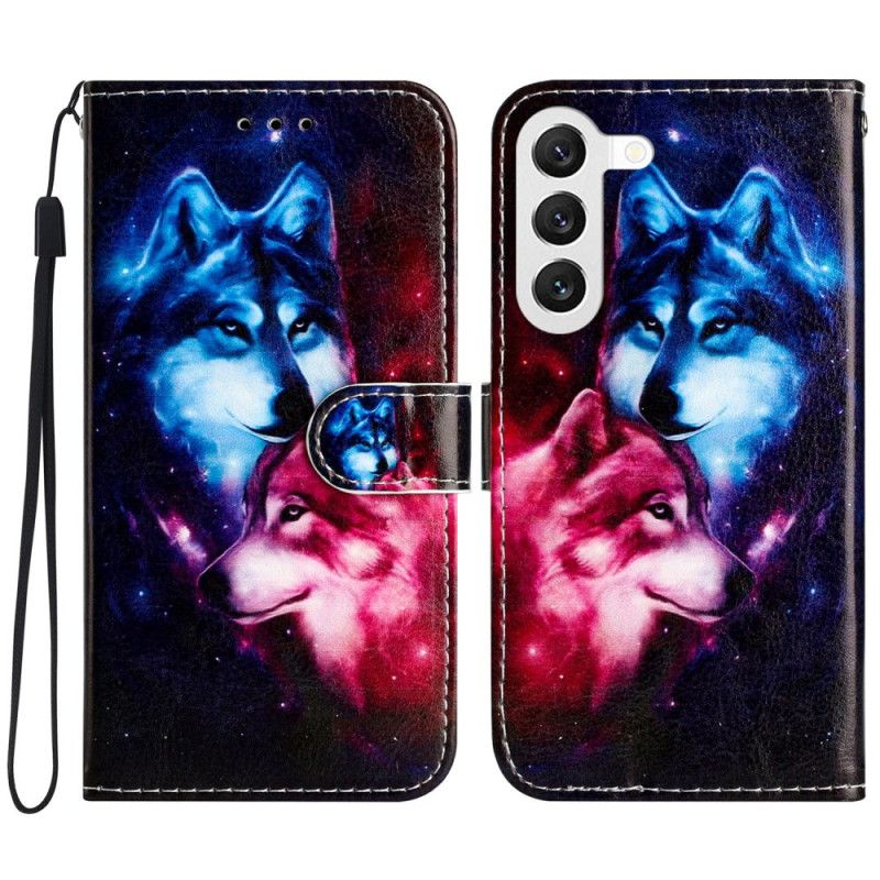 Peněženková Pouzdra Samsung Galaxy S24 5g Kryty Na Mobil Pár Vlků S Popruhy
