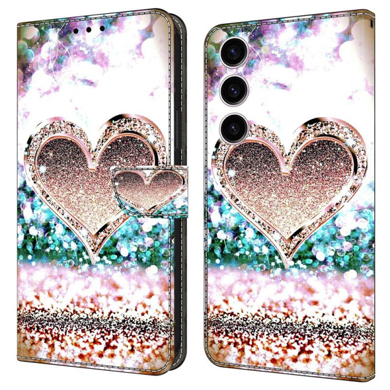 Peněženková Pouzdra Samsung Galaxy S24 5g Kryty Na Mobil Růžové Diamantové Srdce