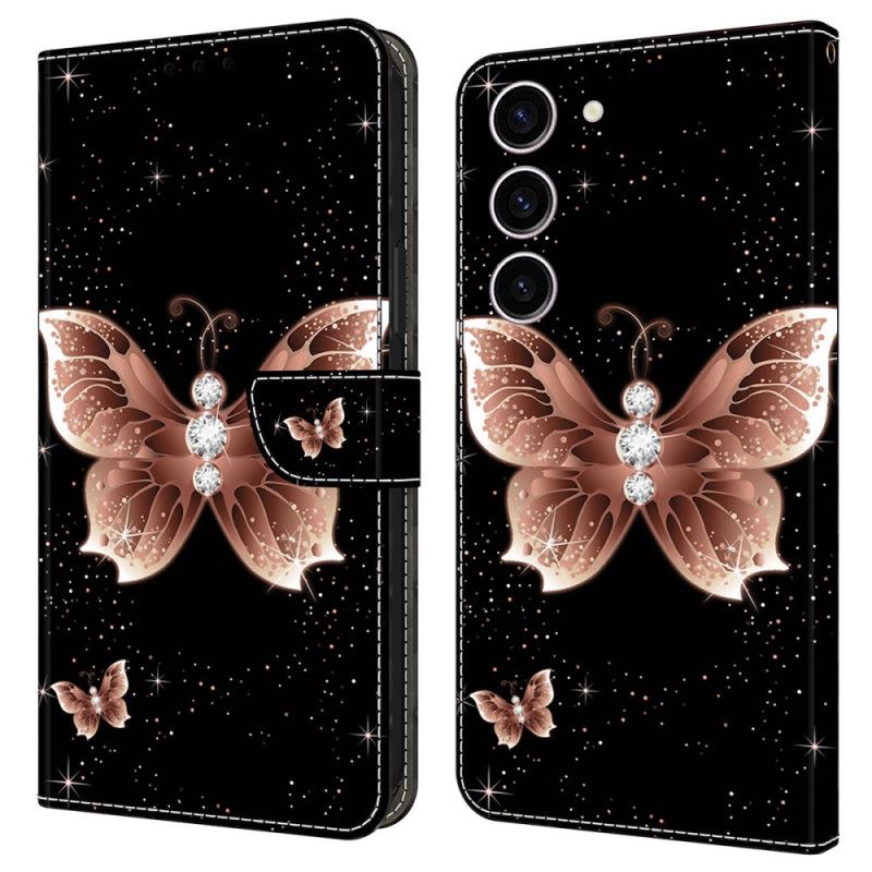 Peněženková Pouzdra Samsung Galaxy S24 5g Kryty Na Mobil Růžový Diamantový Motýl