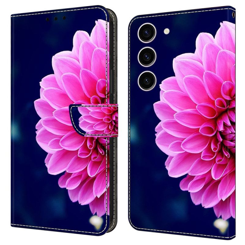 Peněženková Pouzdra Samsung Galaxy S24 5g Kryty Na Mobil Růžový Květ Na Modrém Pozadí