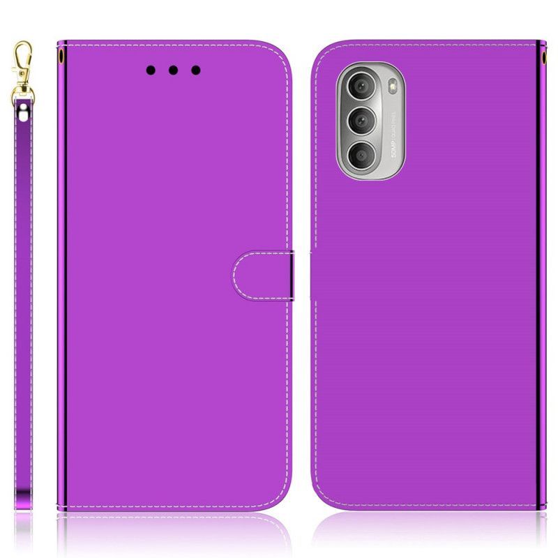 Flipové Pouzdro Na Moto G51 5G Kryt Na Zrcadlo Z Umělé Kůže