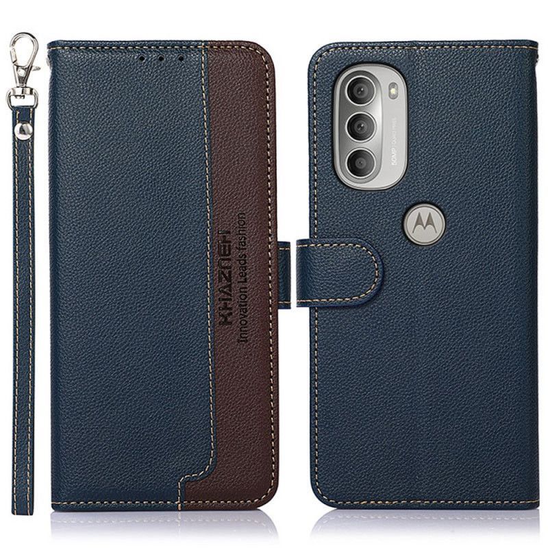 Kožené Pouzdro Na Moto G51 5G Rfid Khazneh Ve Stylu Liči