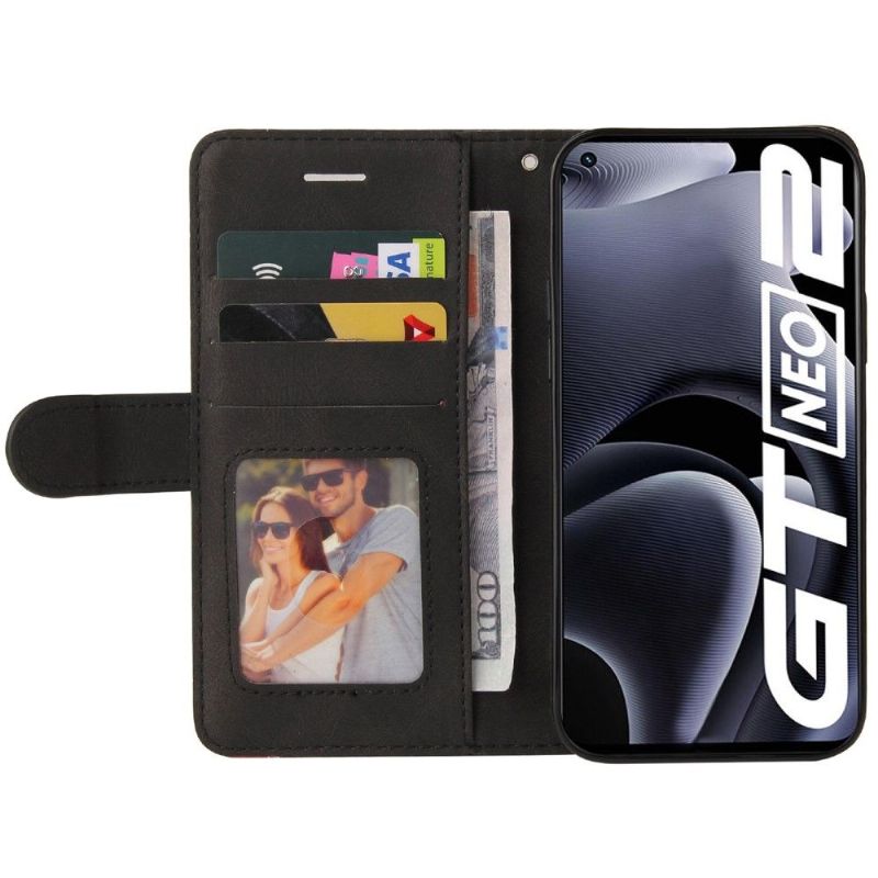 Flipové Pouzdro Na Realme GT Neo 3T / Neo 2 Dvoubarevné Umělecké
