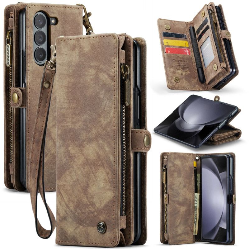 Kožený Kryt Na Samsung Galaxy Z Fold 6 Peněženka Caseme Suede Effect