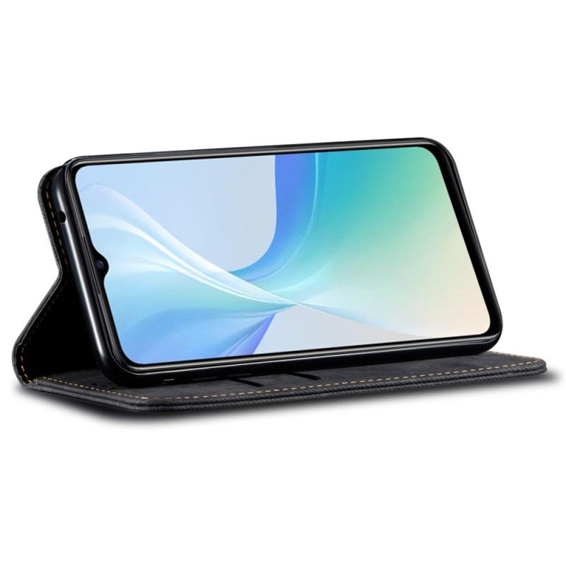 Kožené Pouzdro Folio Na Vivo X100 Pro Džínová Textura