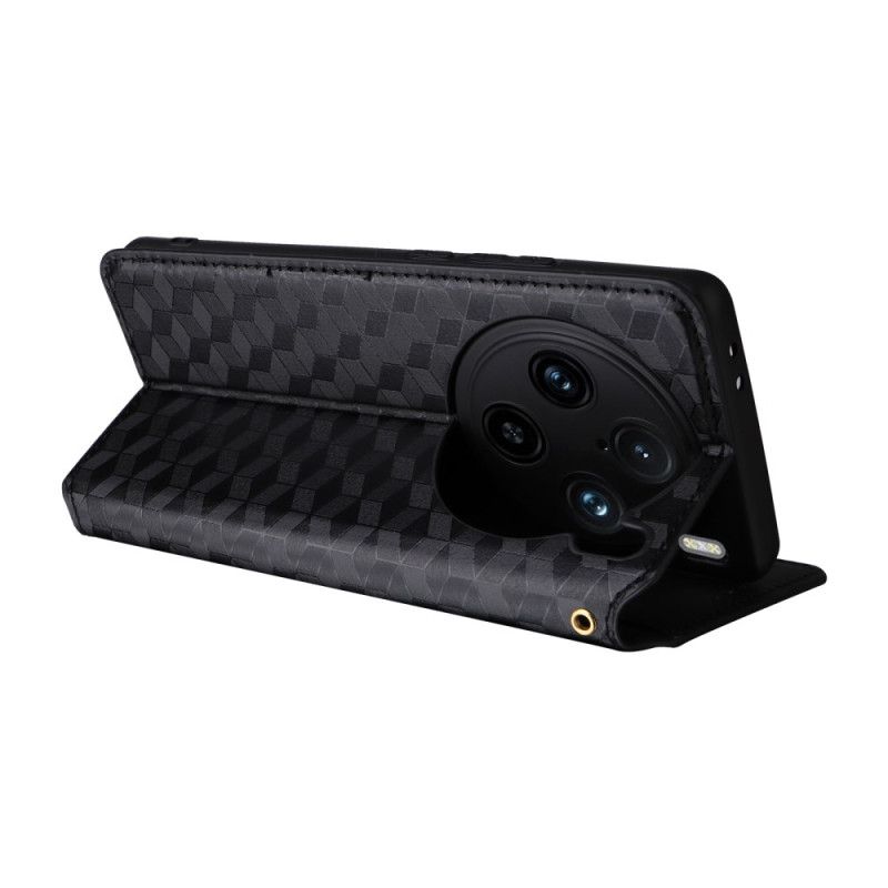 Kožený Kryt Vivo X100 Pro Kosočtvercový Vzor