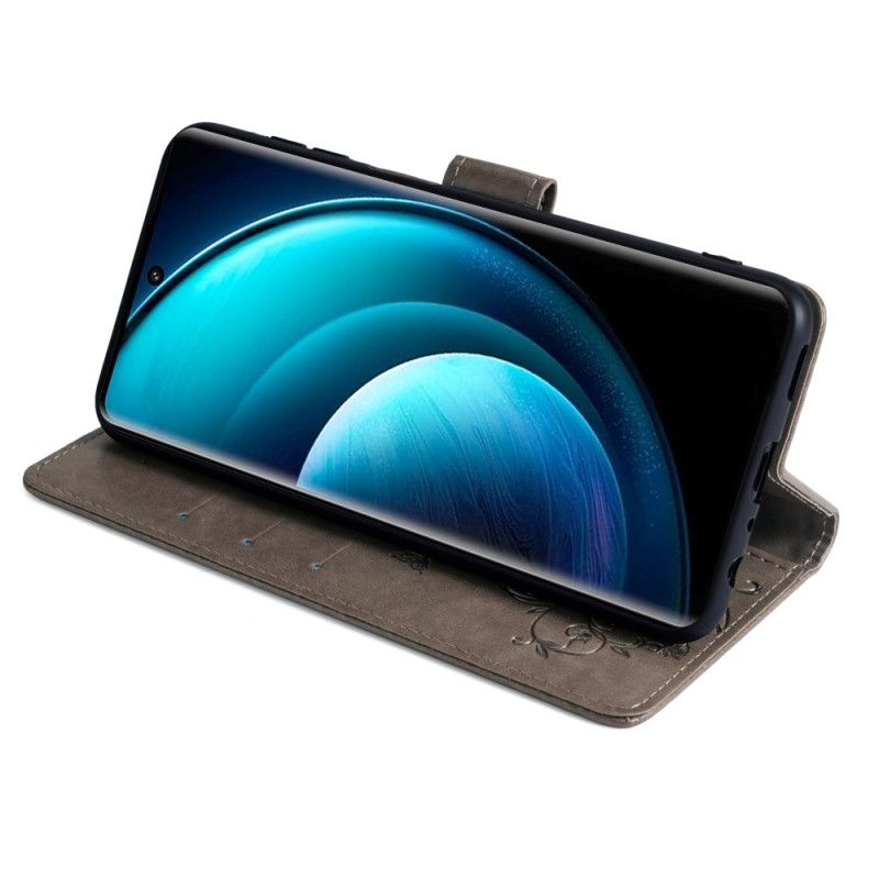 Kožený Kryt Vivo X100 Pro Květinový Popruh