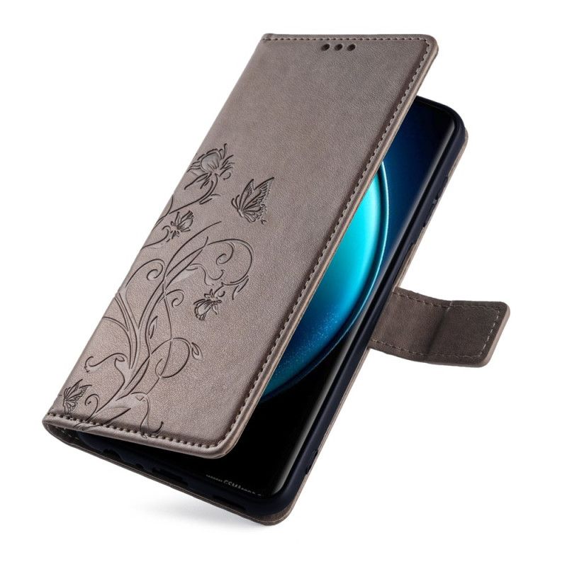 Kožený Kryt Vivo X100 Pro Květinový Popruh