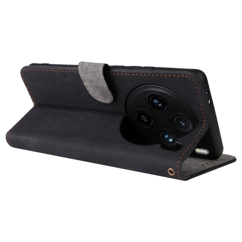 Kožený Kryt Vivo X100 Pro Řemínek S Efektem Semiše