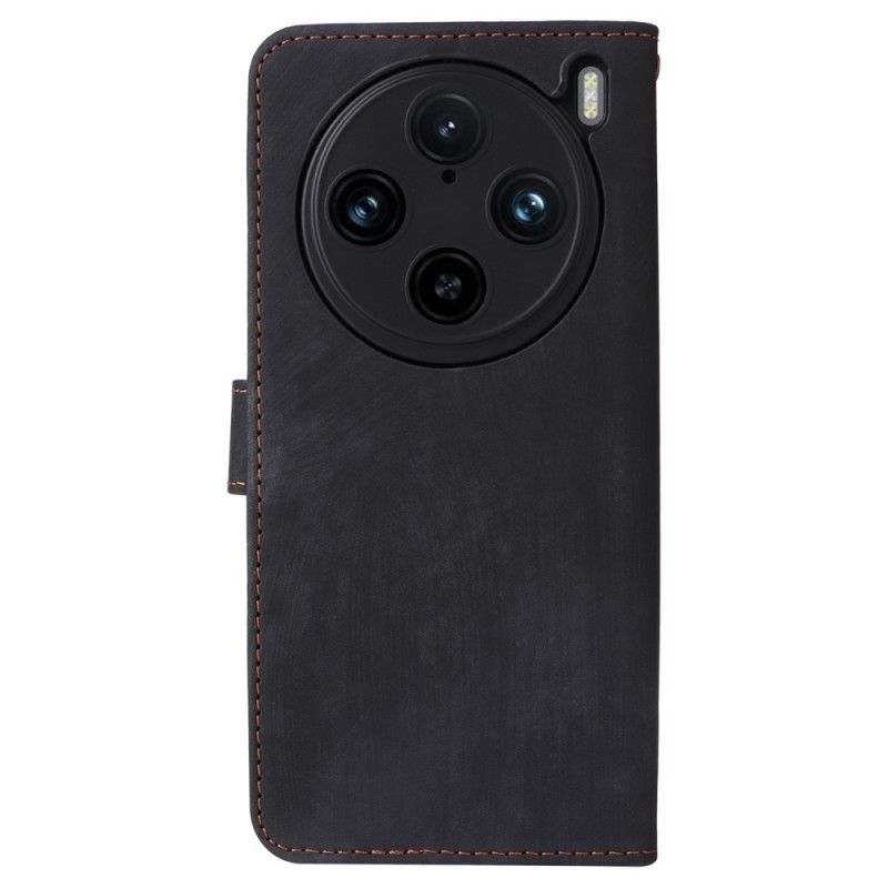 Kožený Kryt Vivo X100 Pro Řemínek S Efektem Semiše