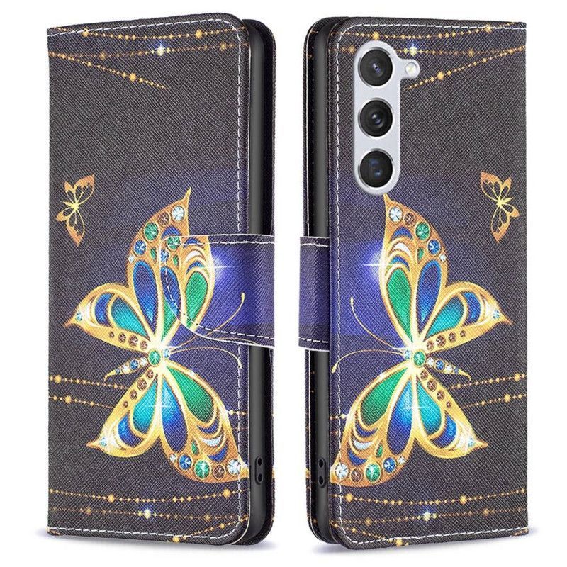 Kožené Pouzdro Na Samsung Galaxy S23 5G Královský Motýl