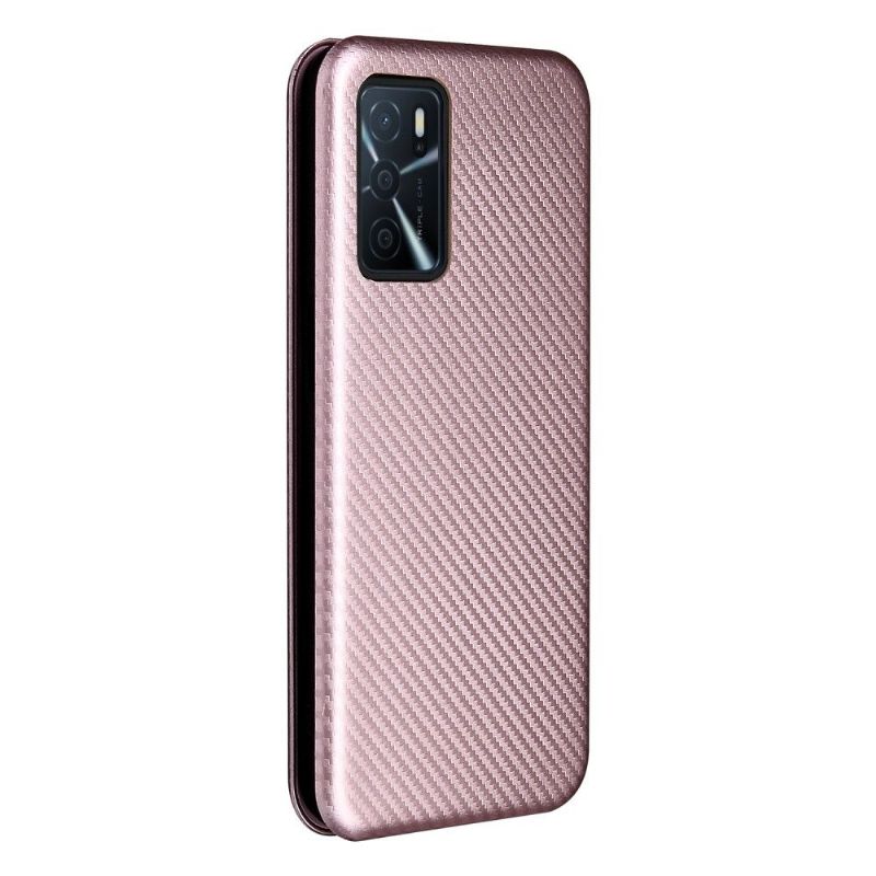 Flipové Pouzdro Na Oppo A16 / A16s Koženka Z Uhlíkových Vláken